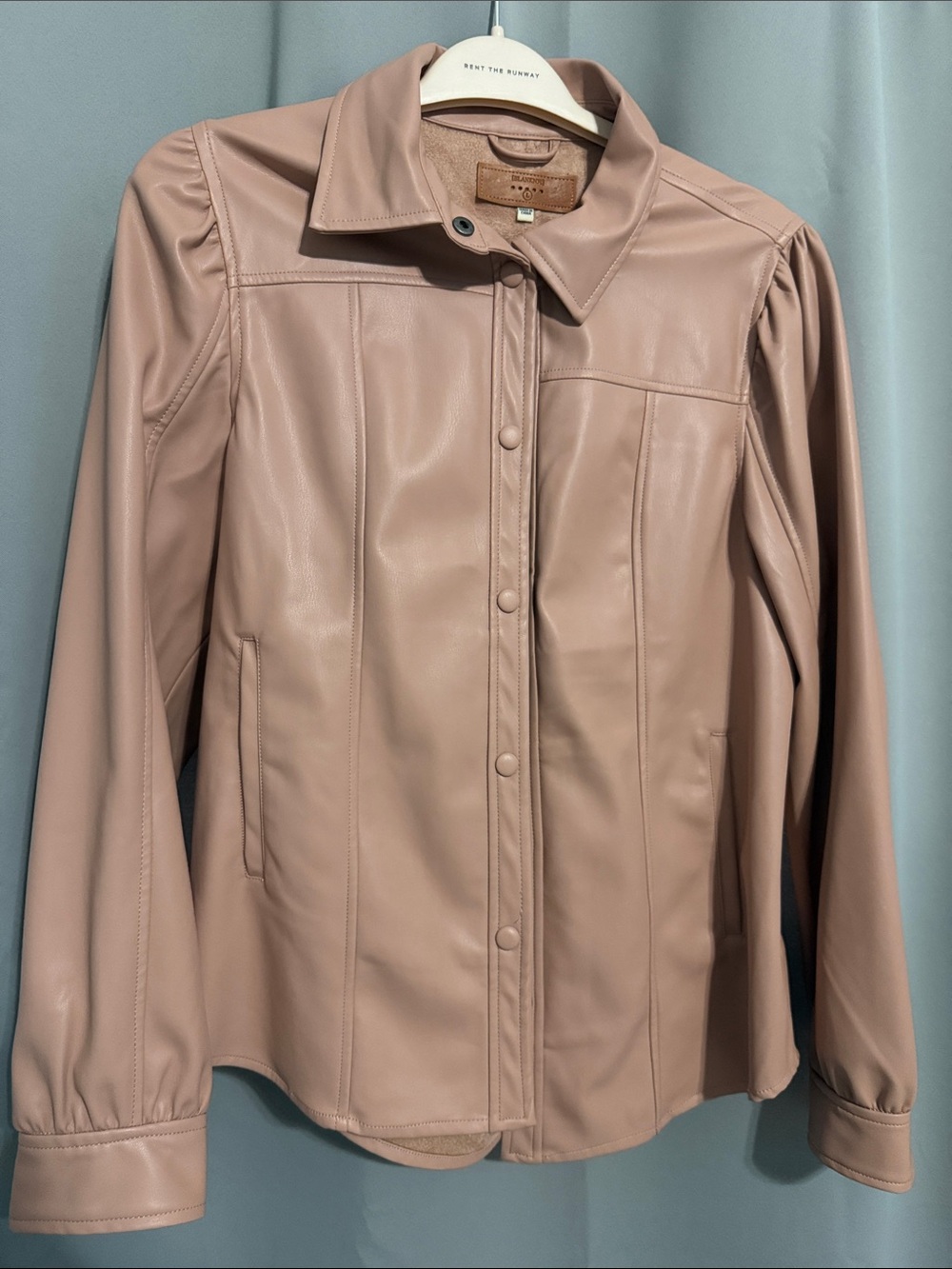 BLANK NYC Faux Leather Button-Front Jacket - Blush Pink